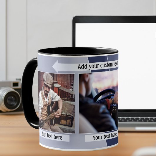 Blue Grey Geometric Design Foto Mok