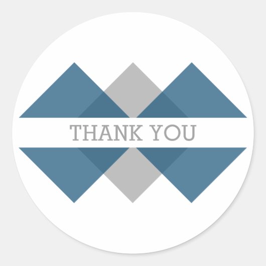 Blue Grey Geometric Triad Dank je Stickers (Voorkant)