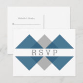Blue Grey Geometric Triad RSVP Briefkaart (Voorkant / Achterkant)