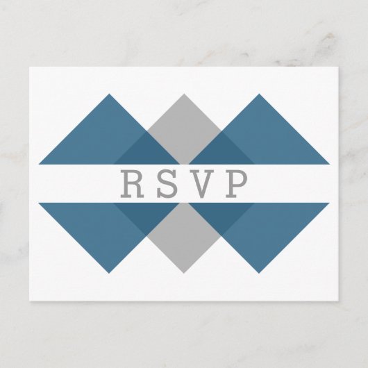 Blue Grey Geometric Triad RSVP Briefkaart (Voorkant)