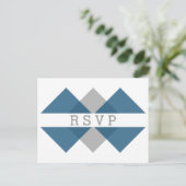 Blue Grey Geometric Triad RSVP Briefkaart (Staand voorkant)