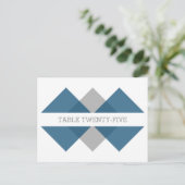 Blue Grey Geometric Triad Table Number Briefkaart (Staand voorkant)