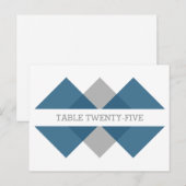 Blue Grey Geometric Triad Table Number Briefkaart (Voorkant / Achterkant)
