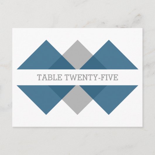 Blue Grey Geometric Triad Table Number Briefkaart (Voorkant)