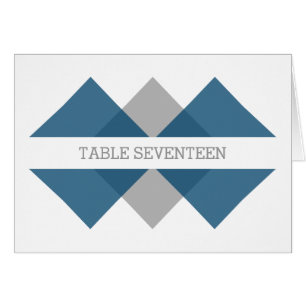 Blue Grey Geometric Triad Table Number Kaart