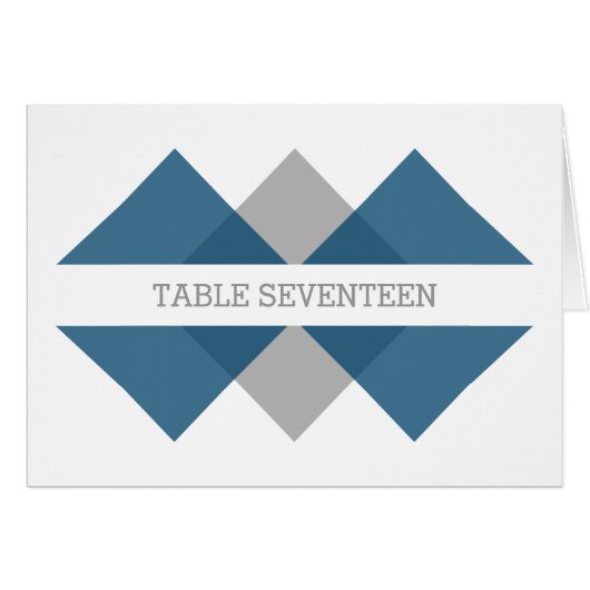 Blue Grey Geometric Triad Table Number Kaart (Voorkant Horizontaal)