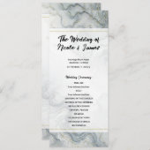 Blue Grey Gold Beach Waterverf huwelijksprogramma Programmakaart (Voorkant / Achterkant)