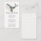 Blue Grey Gold Cute Whale Books for Baby shower En Informatiekaartje (Voorkant / Achterkant)