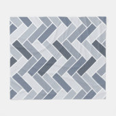 Blue Grey Herringbone Pattern Tegel Fleece Deken (Voorkant (Horizontaal))