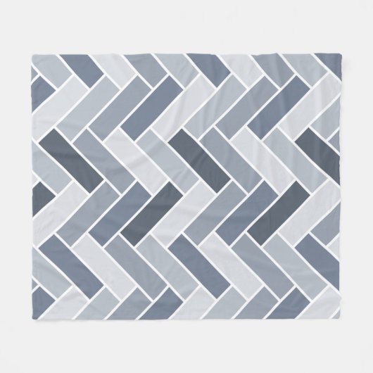 Blue Grey Herringbone Pattern Tegel Fleece Deken (Voorkant (Horizontaal))