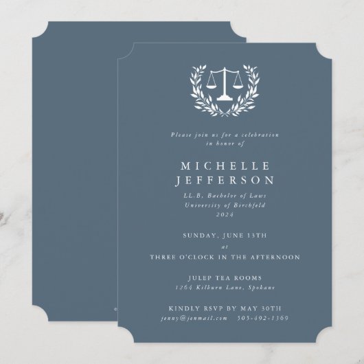 Blue-Grey Law Qualifications Laurel Wreath Kaart (Voorkant / Achterkant)