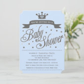 Blue & Grey Little Prince Baby shower Kaart (Staand voorkant)