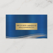 Blue Grey Metallic Wave Gold Lijst Visitekaartje (Achterkant)