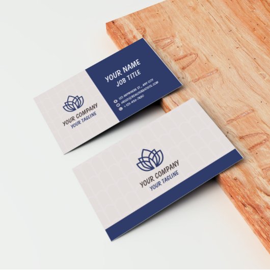 Blue Grey Minimalist Modern Company Logo Visitekaartje