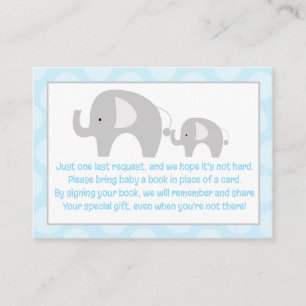 Blue/Grey Mod Elephant Enclosure Book Request Card Informatiekaartje