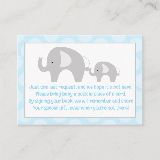Blue/Grey Mod Elephant Enclosure Book Request Card Informatiekaartje (Voorkant)