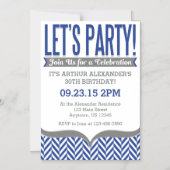 Blue Grey Modern Magnetic Birthday Invitations Magnetische Uitnodiging (Voorkant)