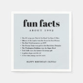 Blue Grey Modern Minimal Fun Facts Verjaardagsjaar Servet (Voorkant)