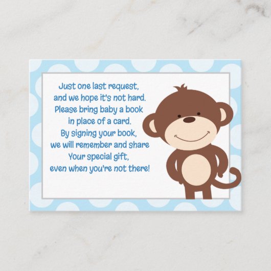 Blue/Grey Monkey Enclosure Book Request Card Informatiekaartje (Voorkant)