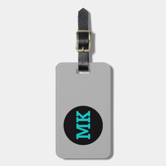 Blue Grey Monogram Bagagelabel (Voorkant verticaal)