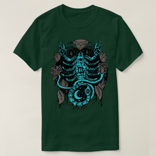 Blue Grey Mystic Scorpio Zodiac T-shirt (Design voorkant)