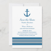 Blue Grey Nautical Anchor Save the Date Invite Kaart (Voorkant)