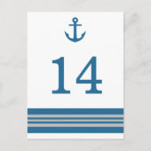 Blue Grey Nautical Anchor Table Number Briefkaart (Voorkant)