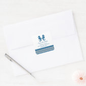 Blue Grey Nautical Seahorse Save the Date Vierkante Sticker (Envelop)