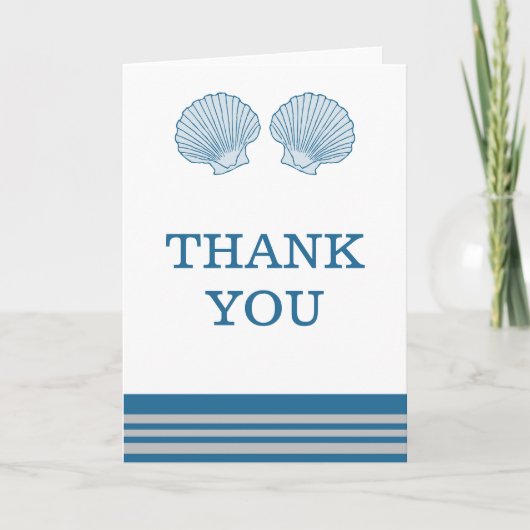 Blue Grey Nautical Seashells - Hartelijk dank Bedankkaart (Voorkant)