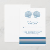 Blue Grey Nautical Seashells Response Kaart (Voorkant / Achterkant)