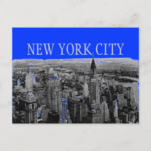 Blue Grey New York City Pop Art Briefkaarten