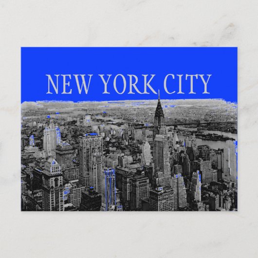 Blue Grey New York City Pop Art Briefkaarten (Voorkant)