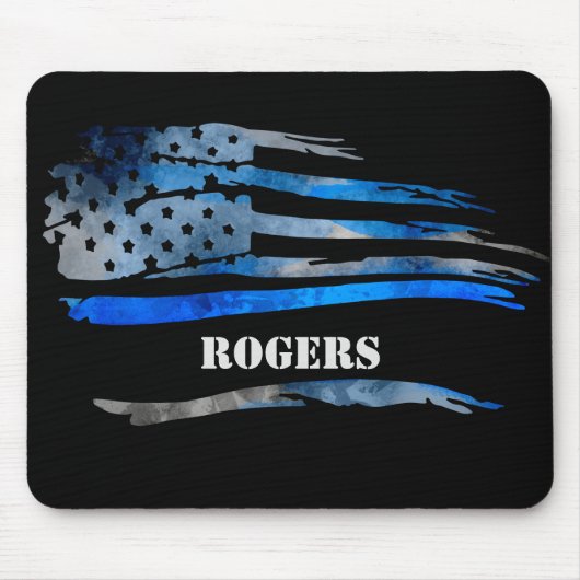 Blue Grey Officer Flag Mousepad Muismat (Voorkant)