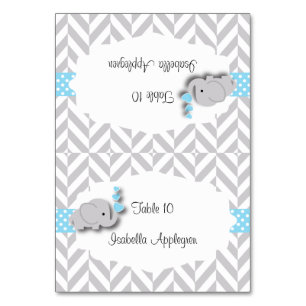 Blue & Grey Olifant Baby shower Kaarten plaatsen