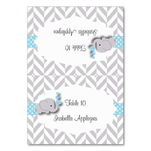 Blue & Grey Olifant Baby shower | Kaarten plaatsen (Voorkant)
