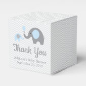 Blue Grey Olifant Theme Baby shower Favor Box Bedankdoosjes (Voorkant Zijde)