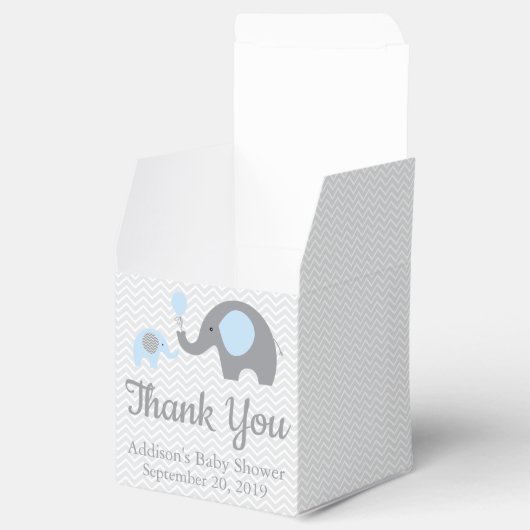 Blue Grey Olifant Theme Baby shower Favor Box Bedankdoosjes (Geopend)