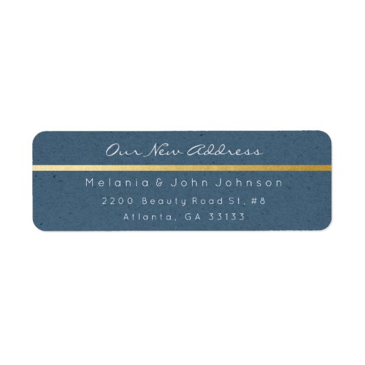 Blue Grey Paper Kraft White - nieuw adres RSVP Etiket (Voorkant)