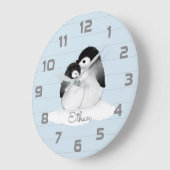Blue Grey Penguin Nursery Decor Wall klok (Hoek)