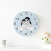 Blue Grey Penguin Nursery Decor Wall klok (Huis)