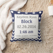 Blue Grey Personalized Baby Announcement Pillow Kussen (Deken)