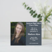 Blue Grey Photo Afstuderen Invitation Briefkaart (Staand voorkant)