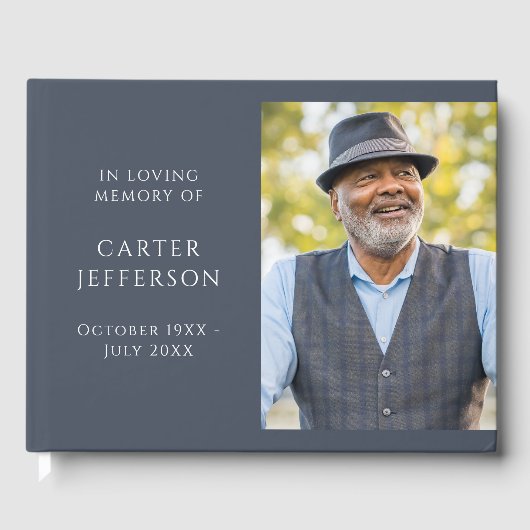 Blue Grey Photo Memorial Gastboek Gastenboek (Voorkant)