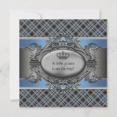 Blue Grey Plaid Baby shower Kaart (Voorkant)