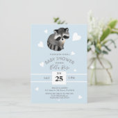Blue Grey Raccoon Baby Shower-uitvindingen Kaart (Staand voorkant)