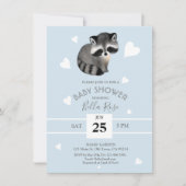 Blue Grey Raccoon Baby Shower-uitvindingen Kaart (Voorkant)