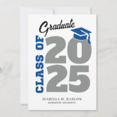 Blue Grey Retro University College Afstuderen Aankondiging (Voorkant)