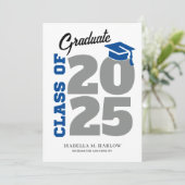 Blue Grey Retro University College Afstuderen Aankondiging (Staand voorkant)