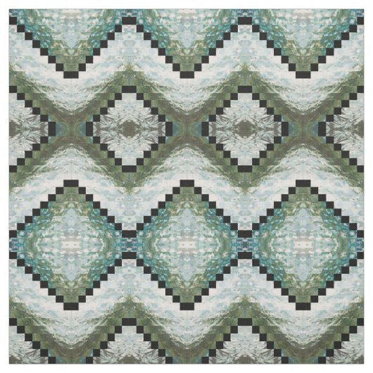 Blue, Grey, Sage Green & Cream Fabric 'Montauk' Stof (Swatch)