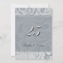 Blue Grey Silver Jubileum Party Invitation Kaart